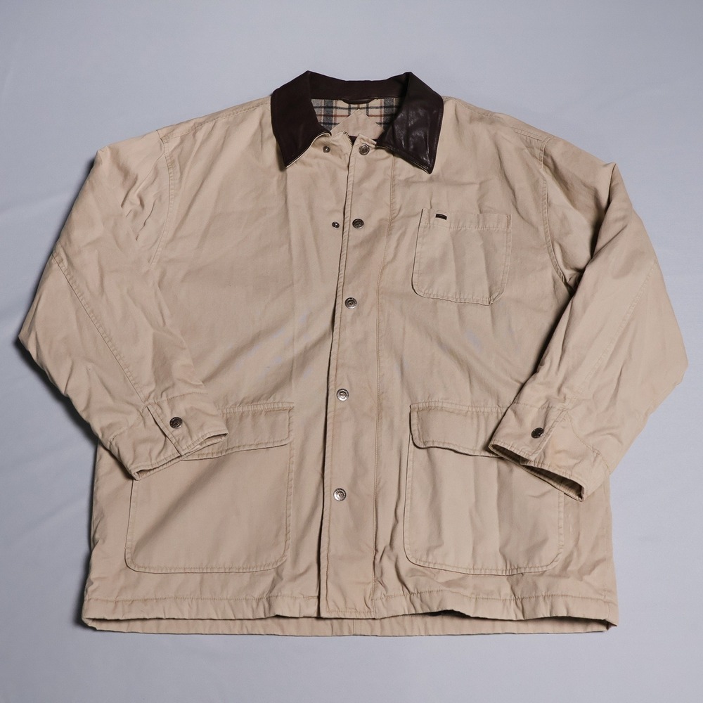 Pendleton Field Jacket Mens Wool Lined Leather Trim XL Tan Hong Kong